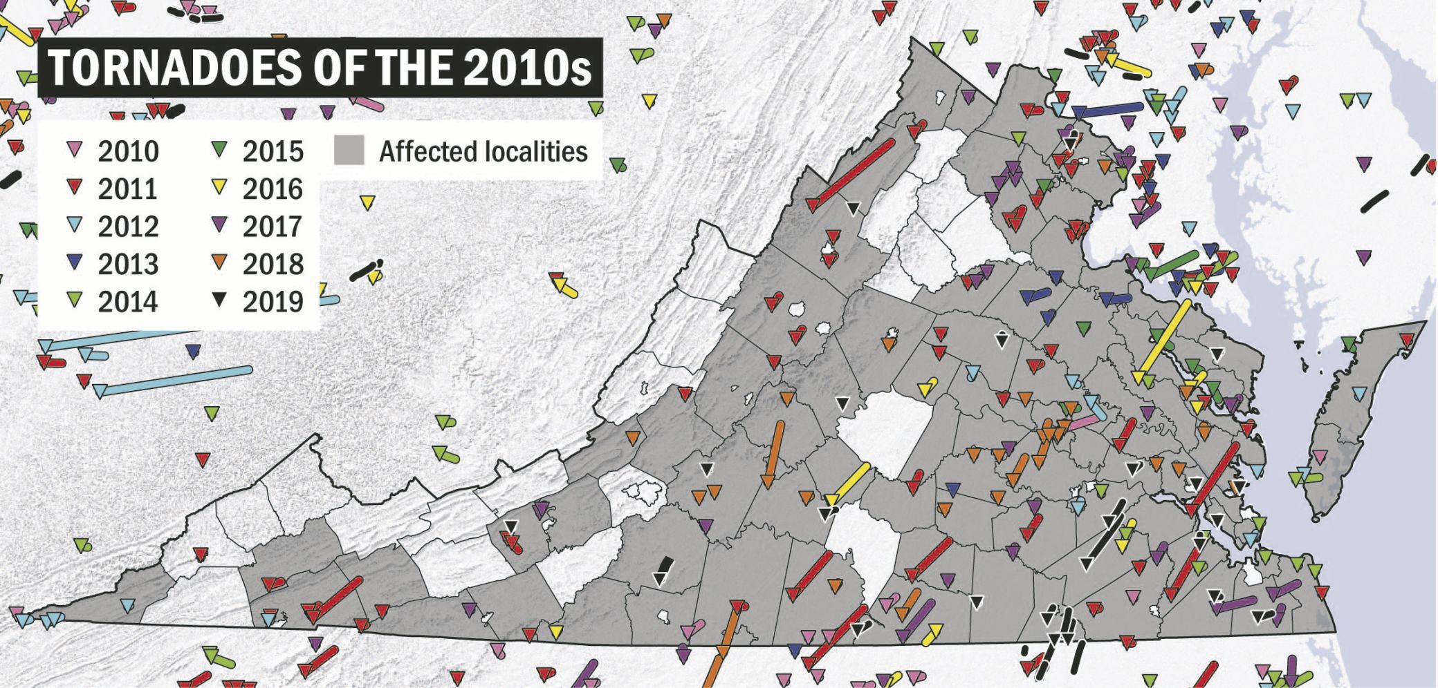 2010s Tornado Tracks in Va.